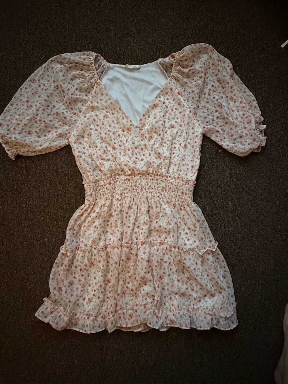 Altar'd State floral dress with poofy sleeves